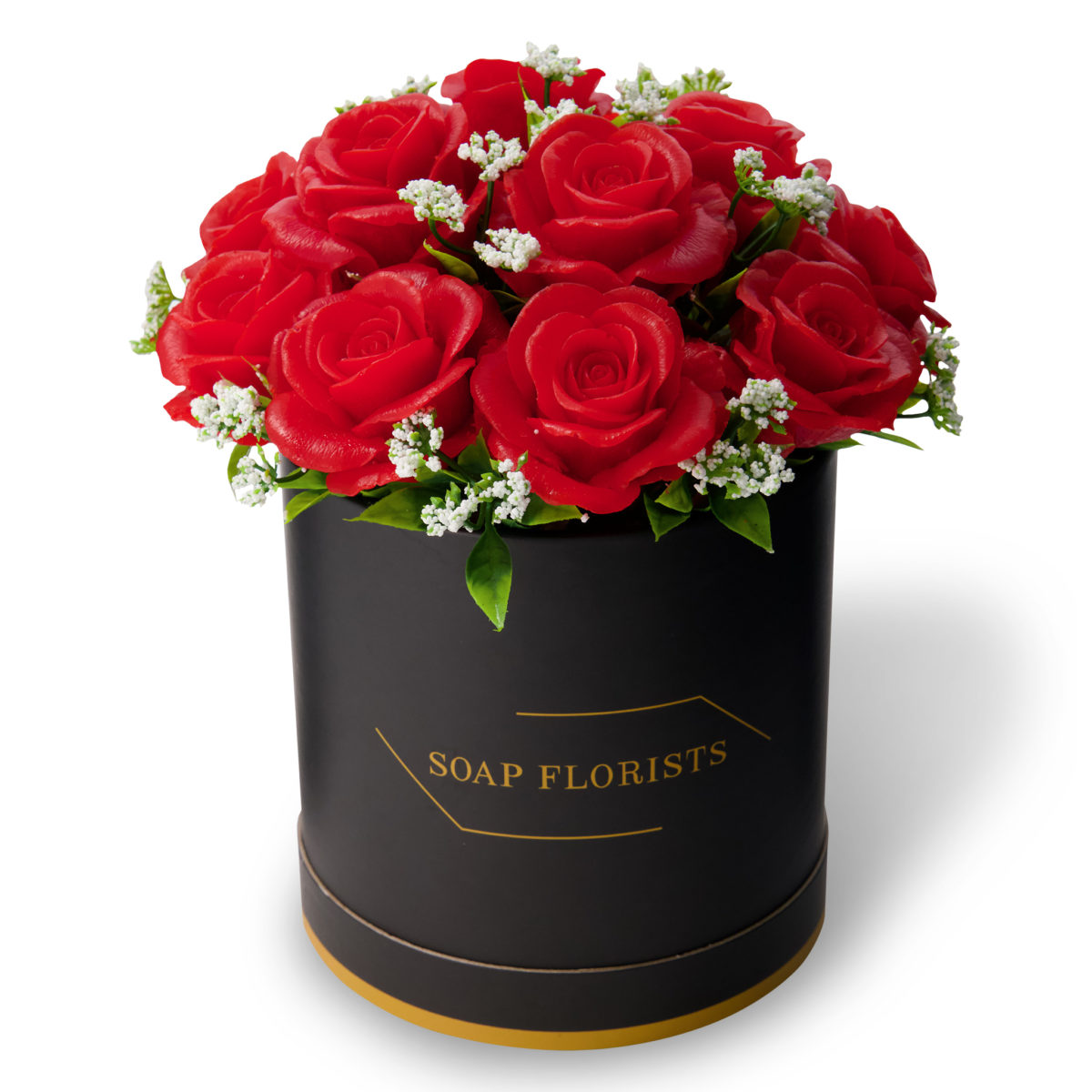 Red Roses in Black Bucket