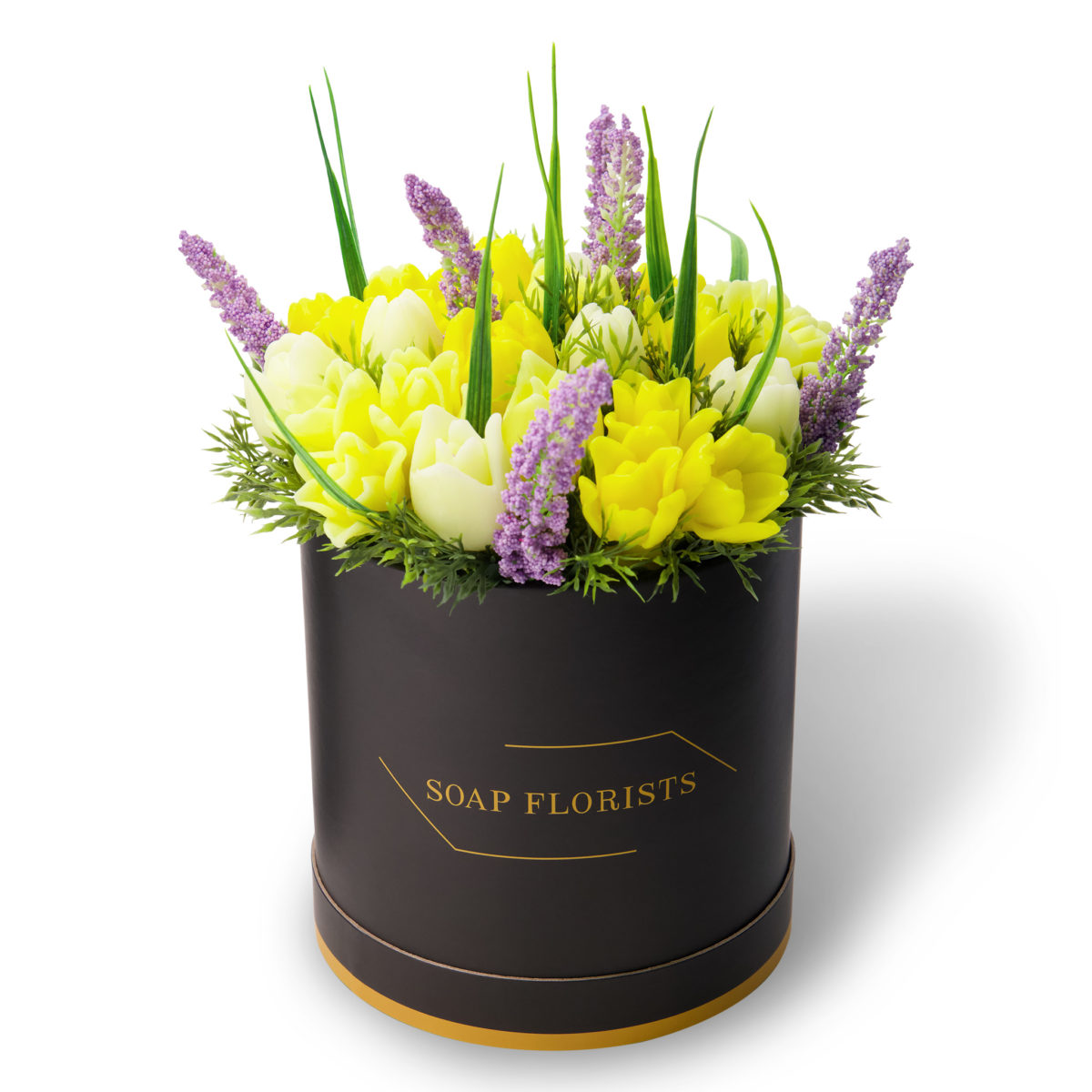 Yellow Tulips in Black Bucket