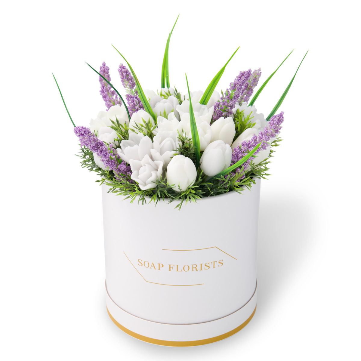 White Tulips in White Bucket